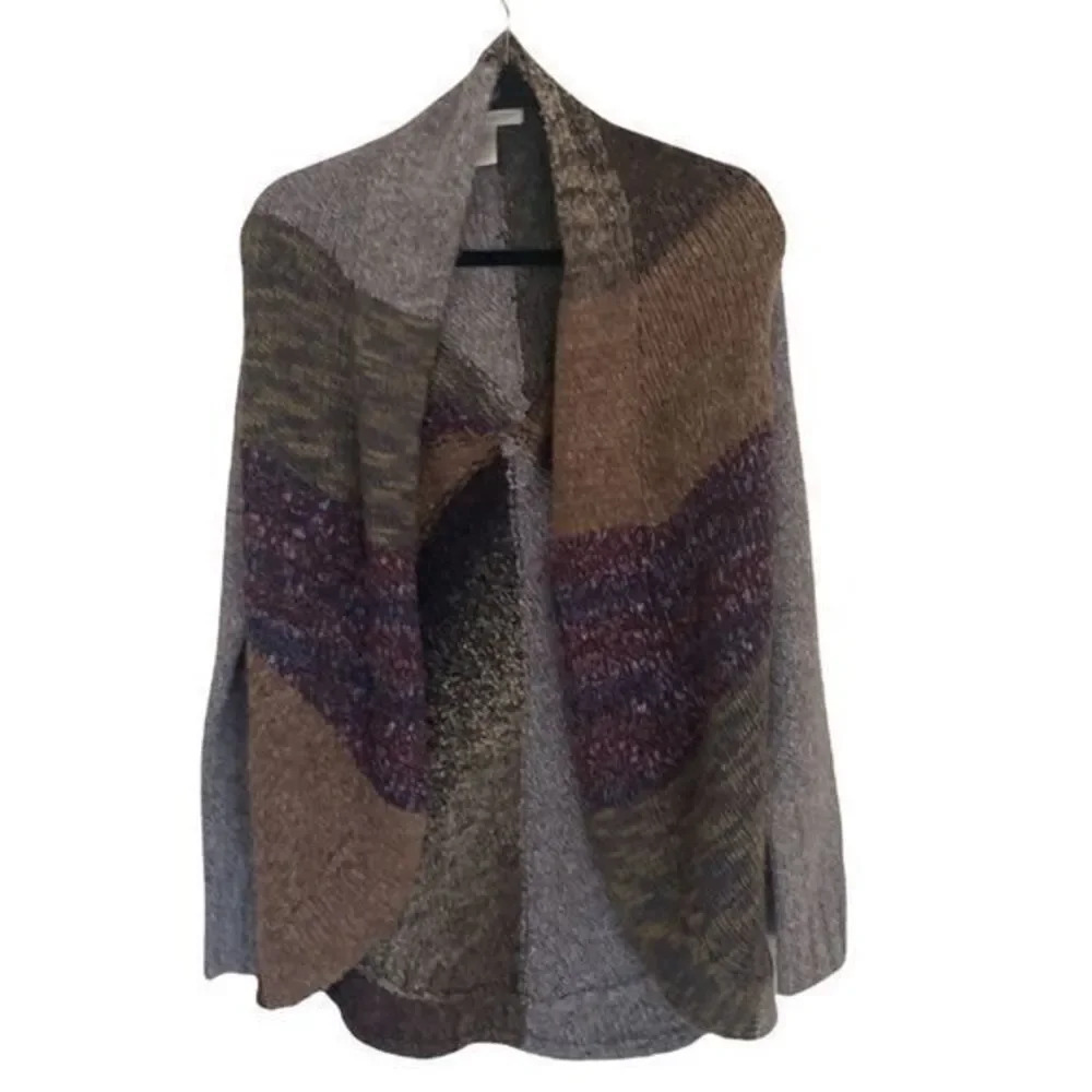 A Gianetti Open Front Cardigan Sweater Acrylic Wool Alpaca Brown Tones
